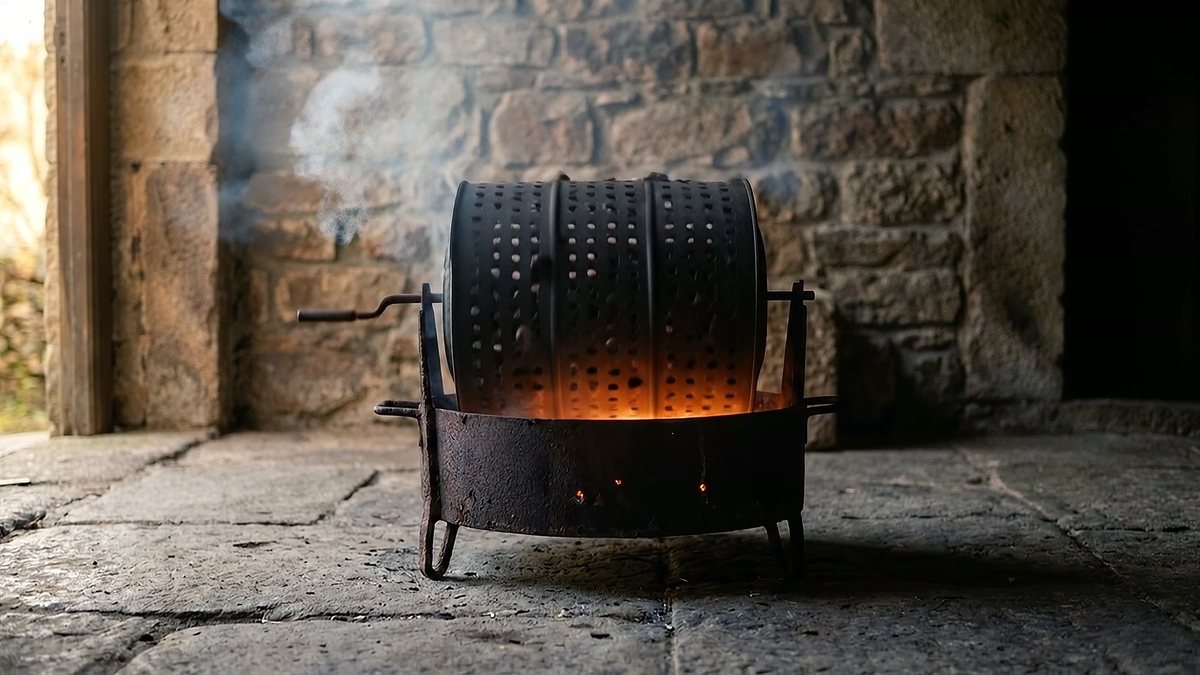 El tambor de hierro que gira sobre la brasa: foto de El Cuchinero