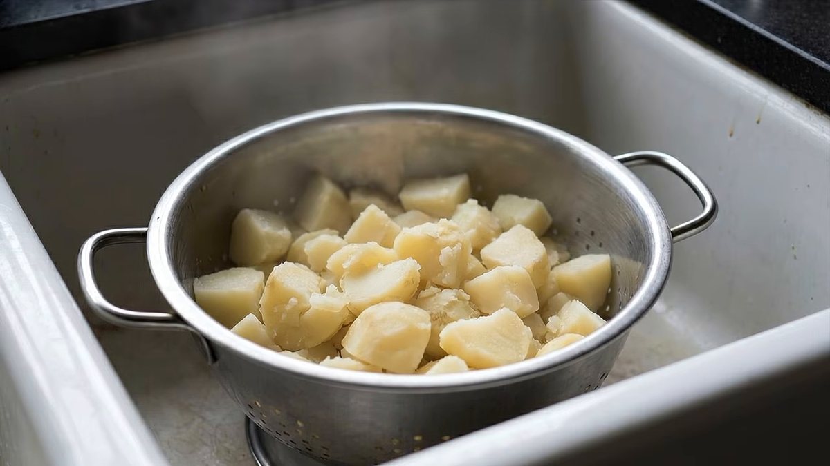 1. La patata se aliña en caliente, no cuando ya está fría: fotograma del vídeo de El Cuchinero