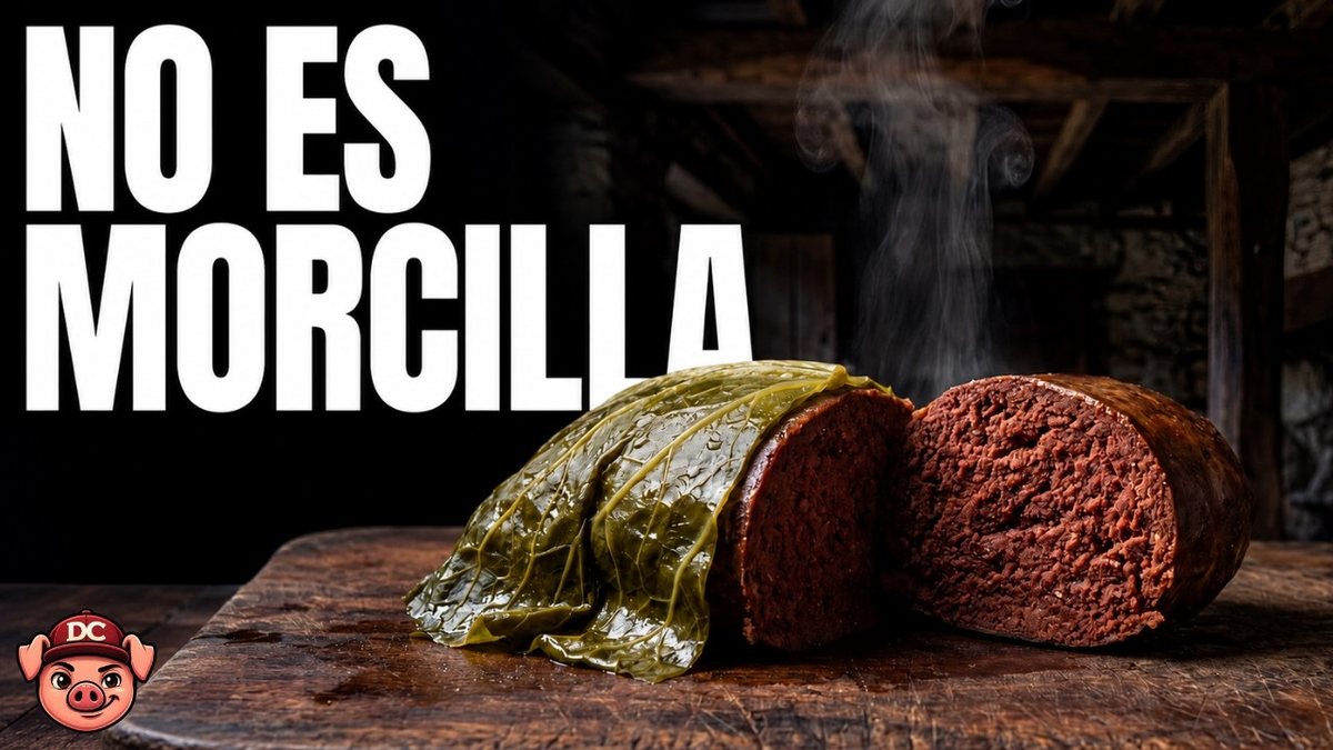 Pantrucu asturiano abierto sobre la hoja de berza, con el interior de harina de 