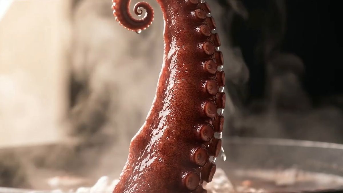Asustar el pulpo no lo ablanda: le sujeta la piel: fotograma del vídeo de El Cuchinero